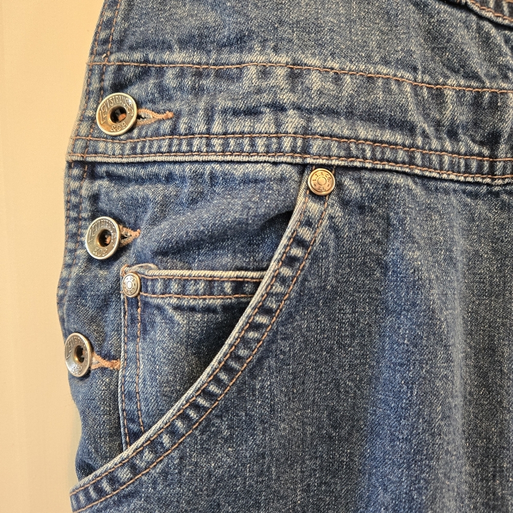 Vintage 90s Levi Strauss & Co Overalls S Medium Blue Wash 100% Cotton Denim - Picture 5 of 11